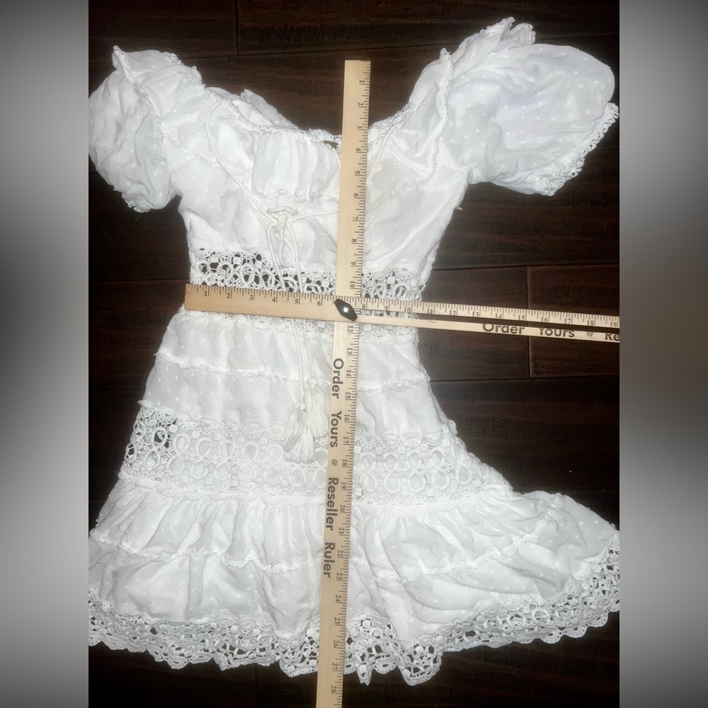 Free People Dress Womens Size 6 White Off Shoulder Lace Boho Mini - Picture 10 of 10